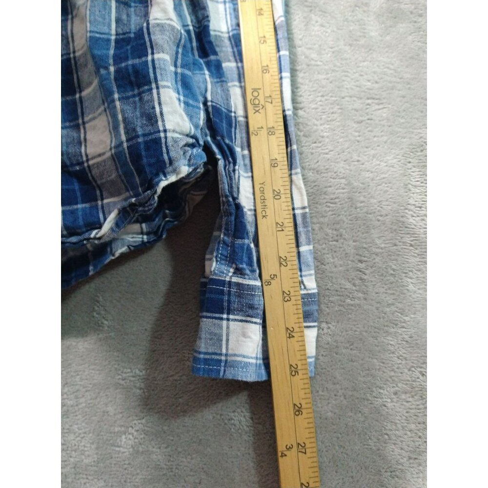 Lucky Brand Shirt Mens Large Blue Plaid Linen California Fit Button Up - Picture 6 of 11